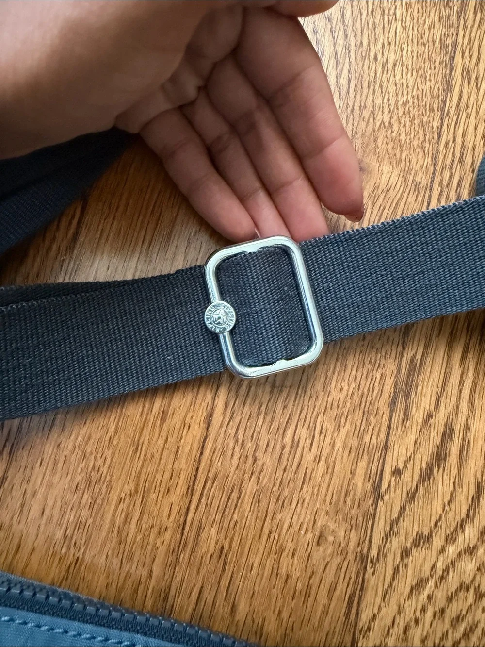 Kipling Blue Gray Nylon Crossbody Bag w/ Monkey Charm Y2K